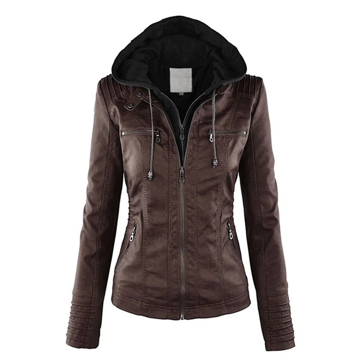 VESTES EN CUIR À CAPUCHE POUR FEMME