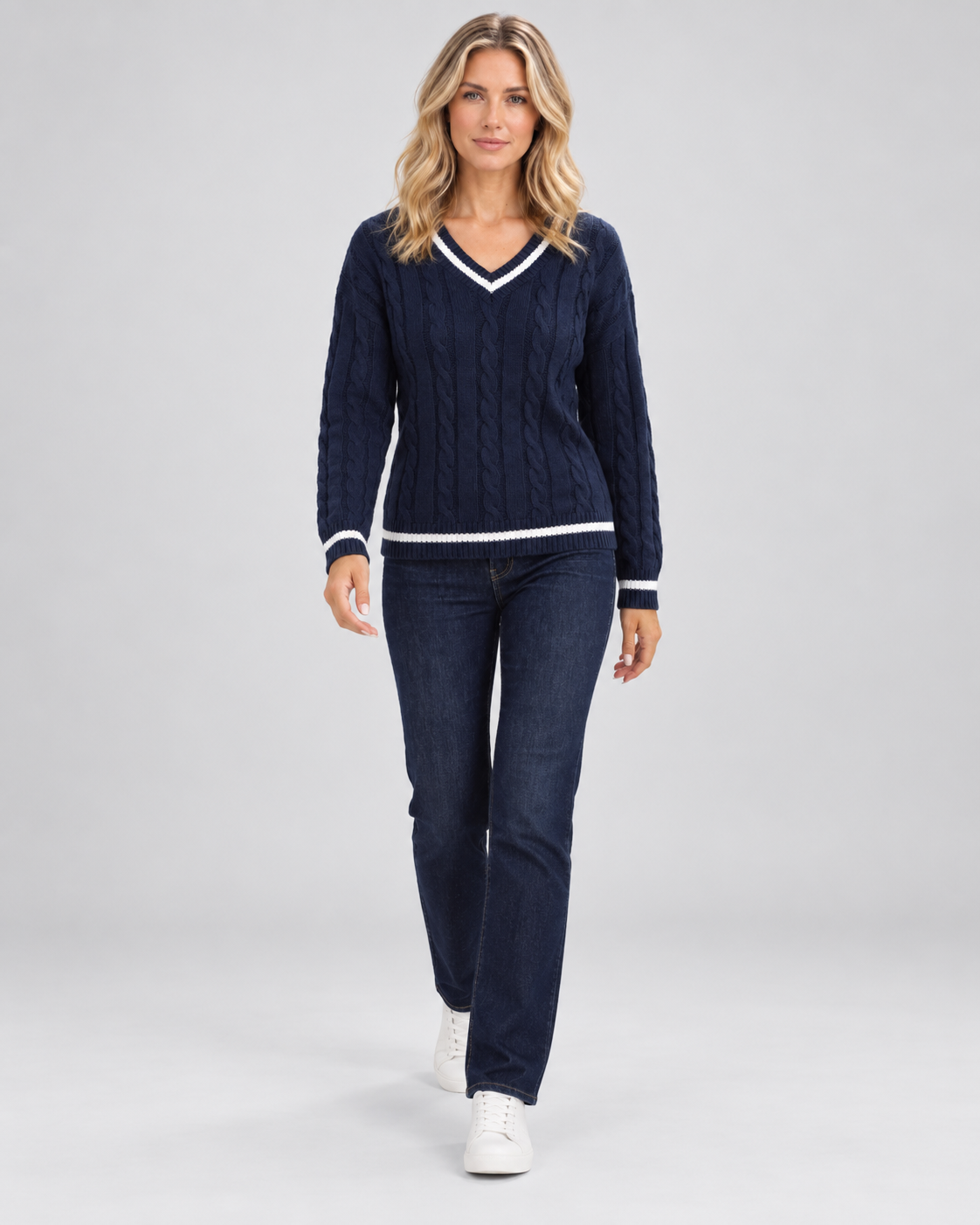 PULL MAILLE TORSADÉE COL V POUR FEMME