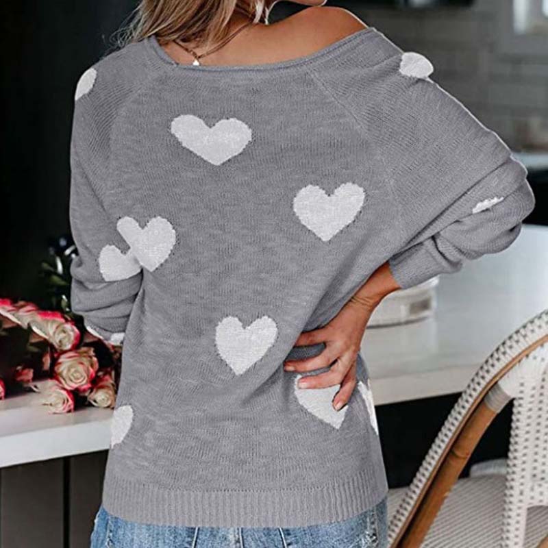 MOTIF COEUR PULL MAILLE POUR FEMME