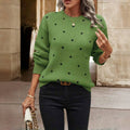 PULL MAILLE POIS COL ROND POUR FEMME