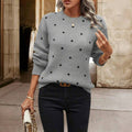 PULL MAILLE POIS COL ROND POUR FEMME