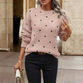 PULL MAILLE POIS COL ROND POUR FEMME