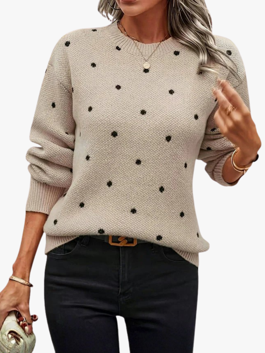 PULL MAILLE POIS COL ROND POUR FEMME