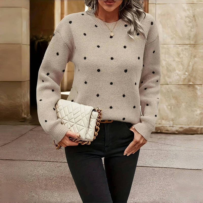 PULL MAILLE POIS COL ROND POUR FEMME