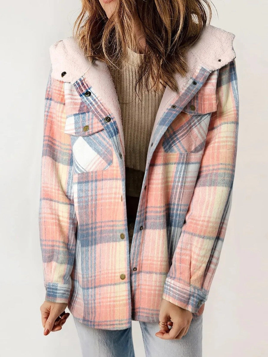 VESTE CAPUCHE MOTIF ÉCOSSAIS POUR FEMME
