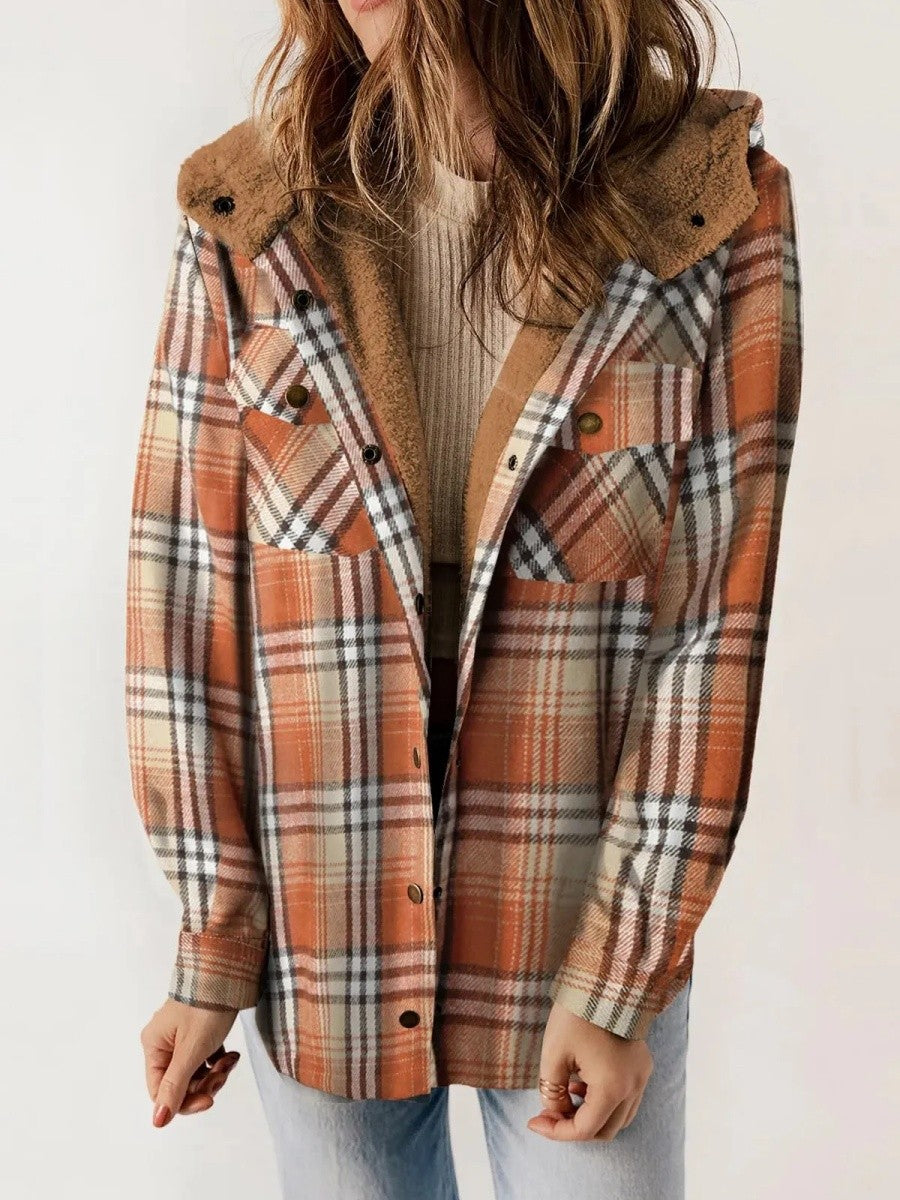 VESTE CAPUCHE MOTIF ÉCOSSAIS POUR FEMME