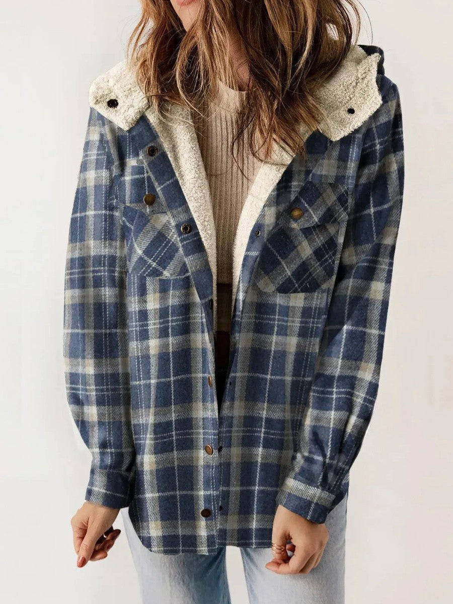 VESTE CAPUCHE MOTIF ÉCOSSAIS POUR FEMME