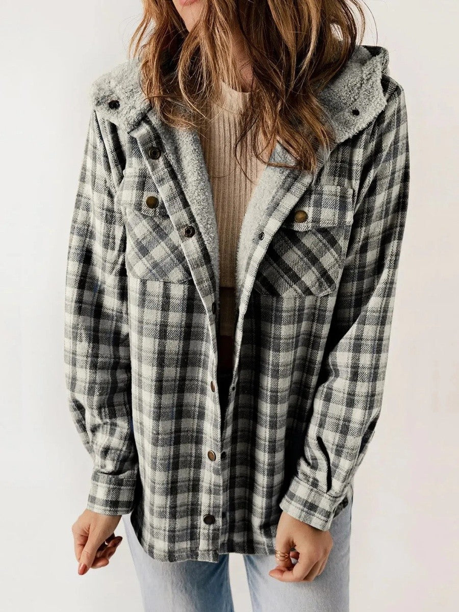 VESTE CAPUCHE MOTIF ÉCOSSAIS POUR FEMME