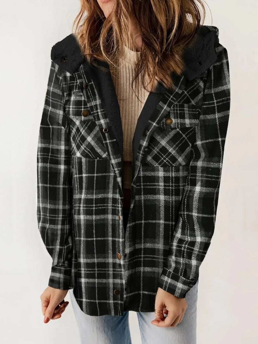 VESTE CAPUCHE MOTIF ÉCOSSAIS POUR FEMME
