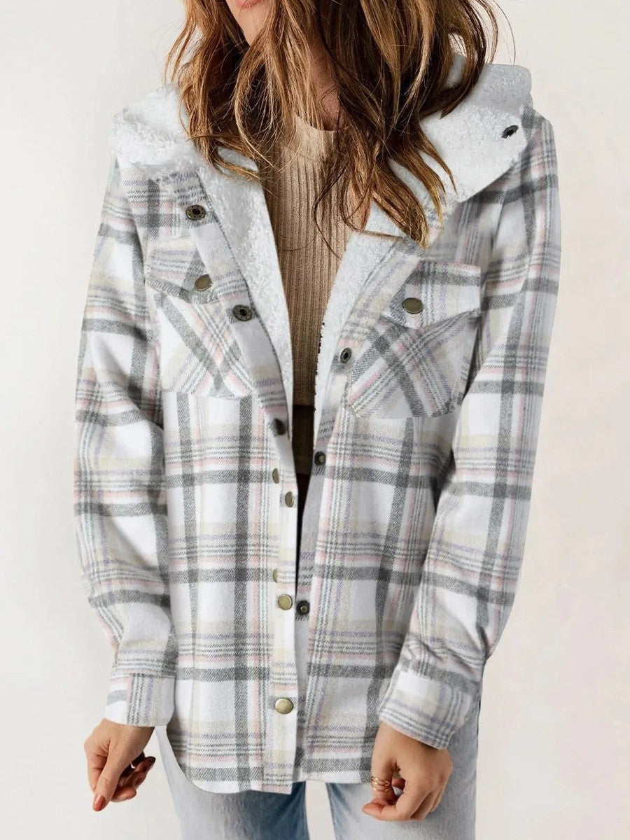 VESTE CAPUCHE MOTIF ÉCOSSAIS POUR FEMME