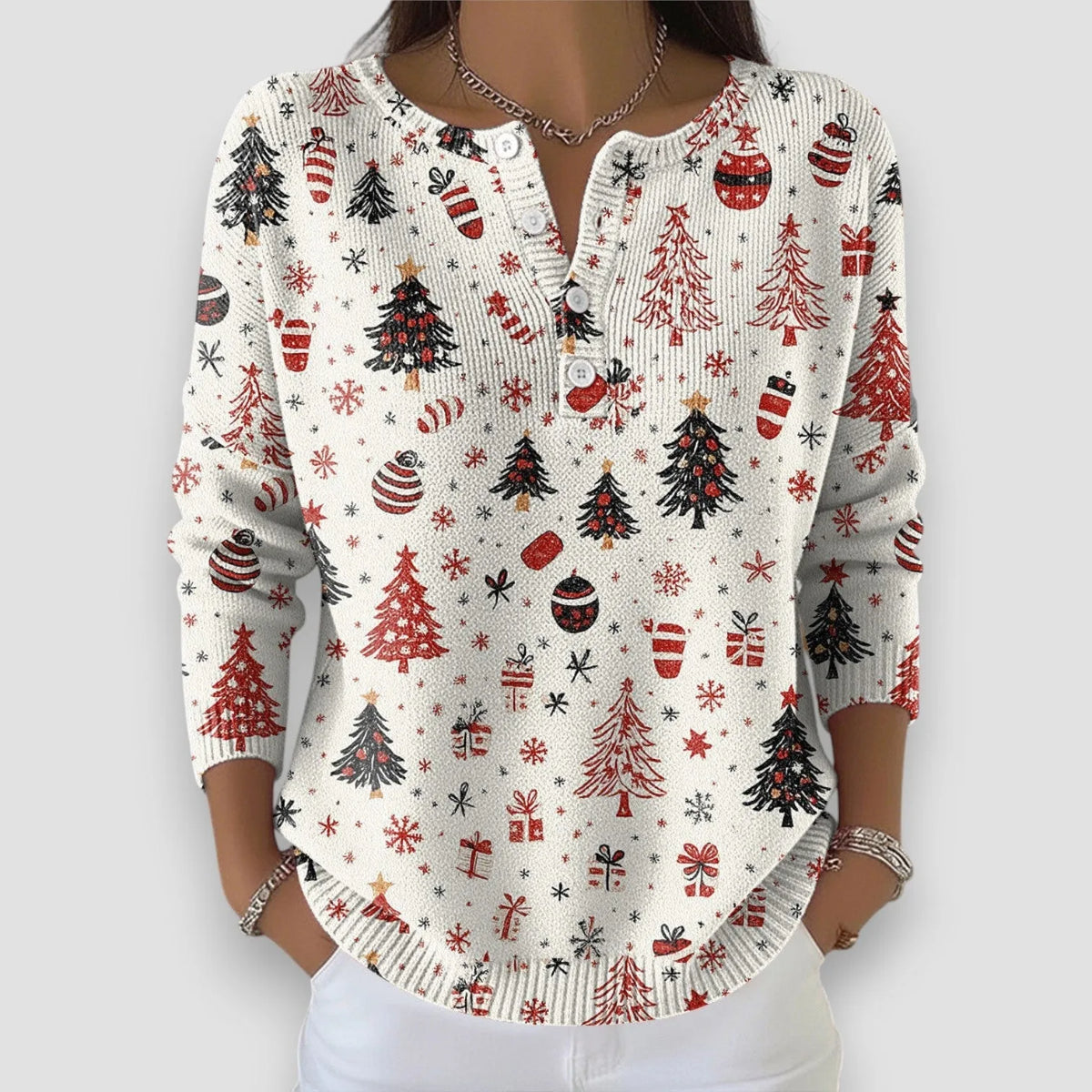 PULL DE NOËL COL V POUR FEMME
