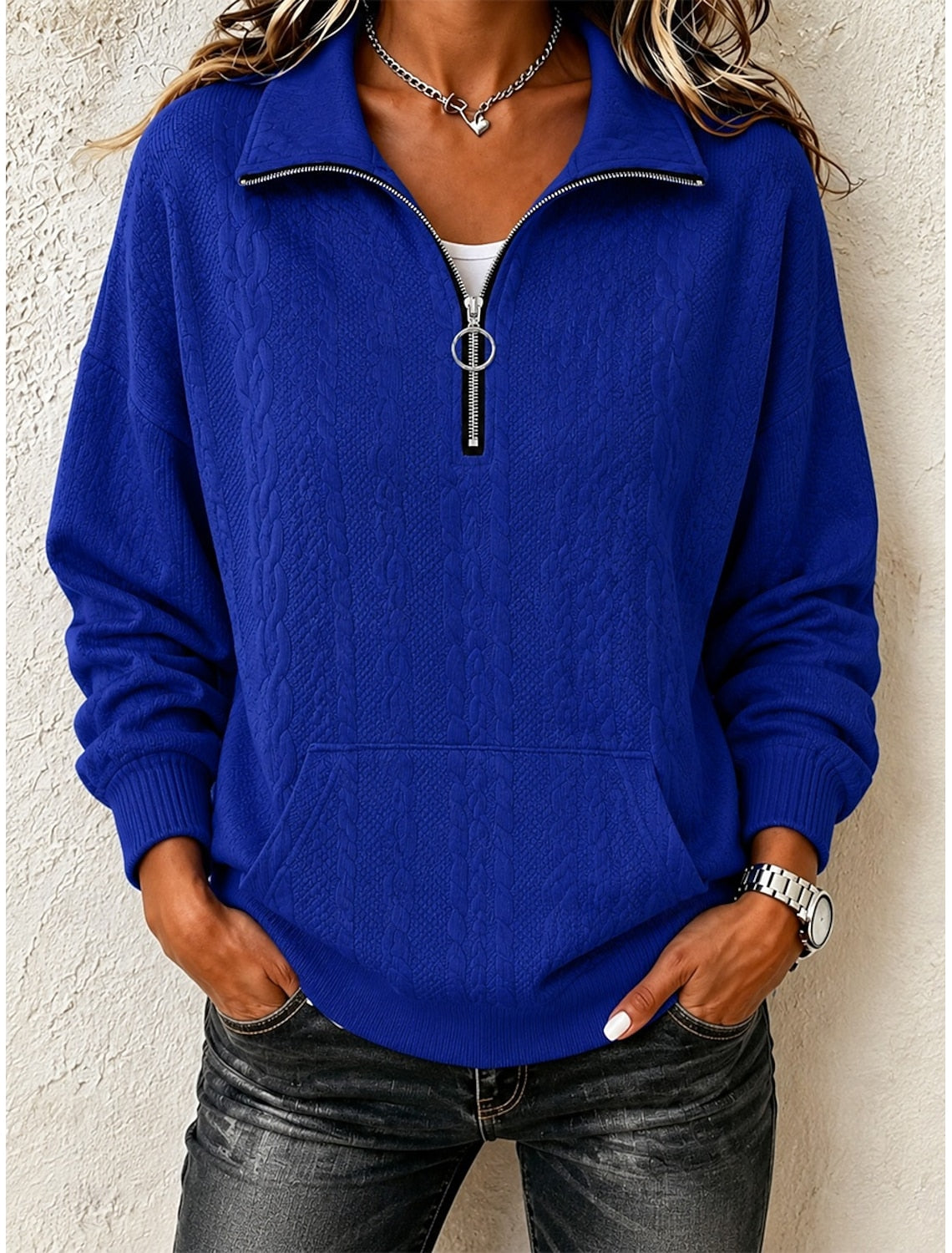 GILET POUR FEMME ZIPPÉ MAILLE CÂBLÉE