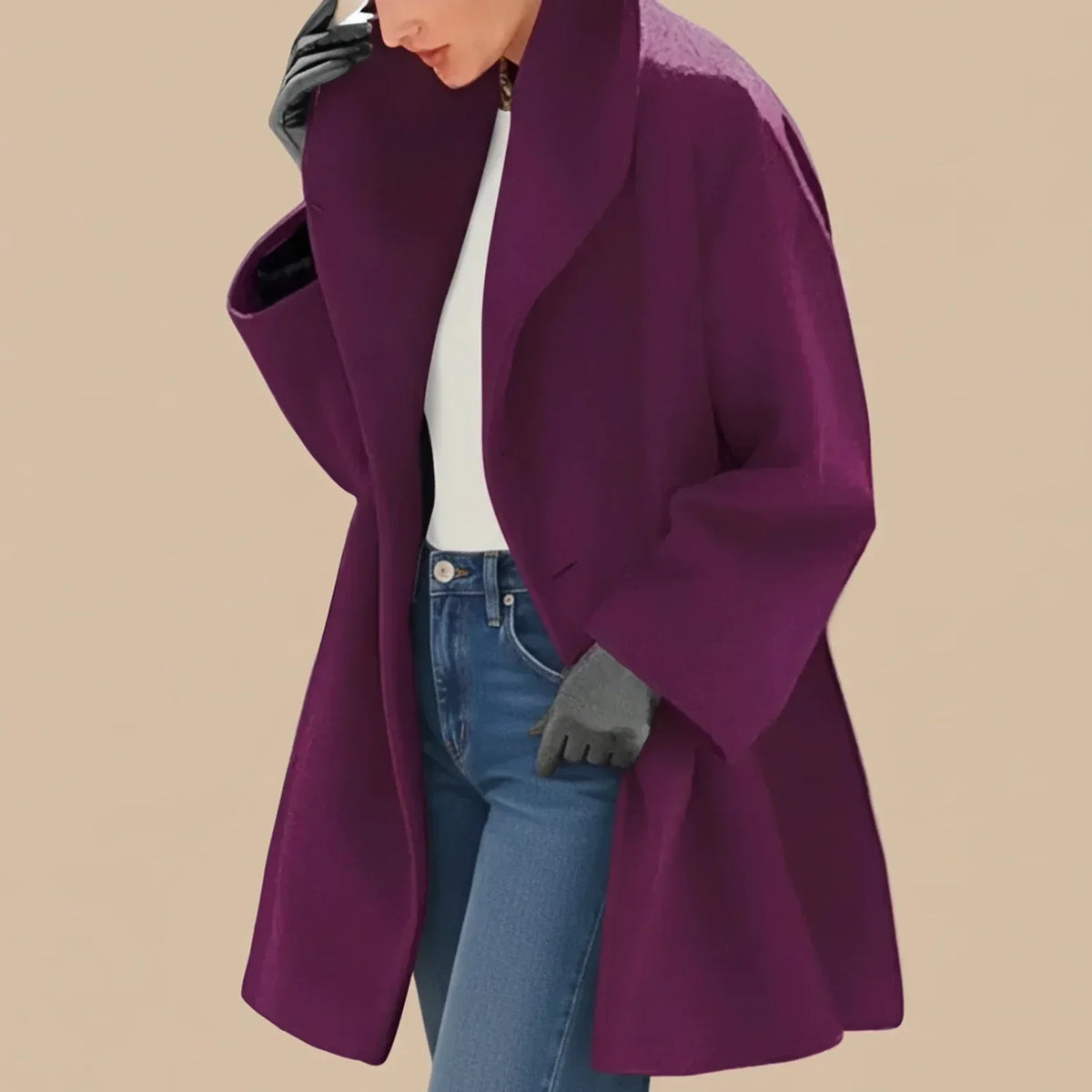 MANTEAU OVERSIZE COL LARGE POUR FEMME
