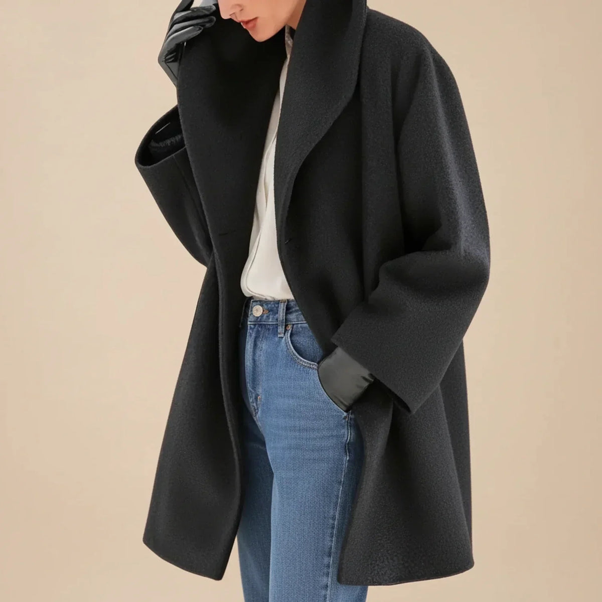 MANTEAU OVERSIZE COL LARGE POUR FEMME
