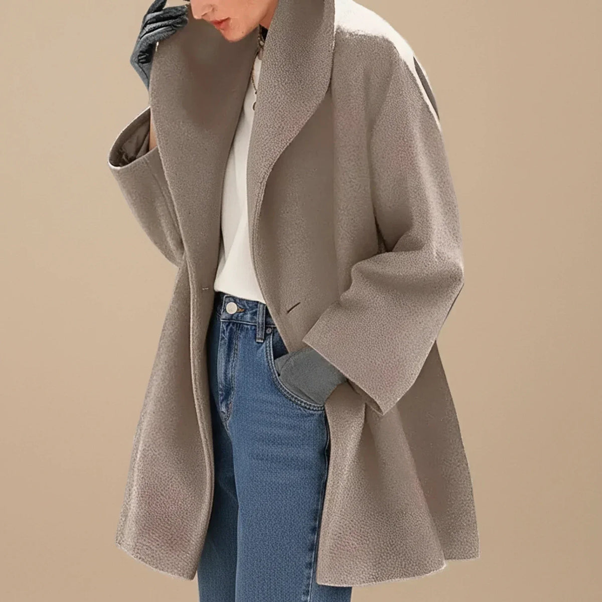 MANTEAU OVERSIZE COL LARGE POUR FEMME