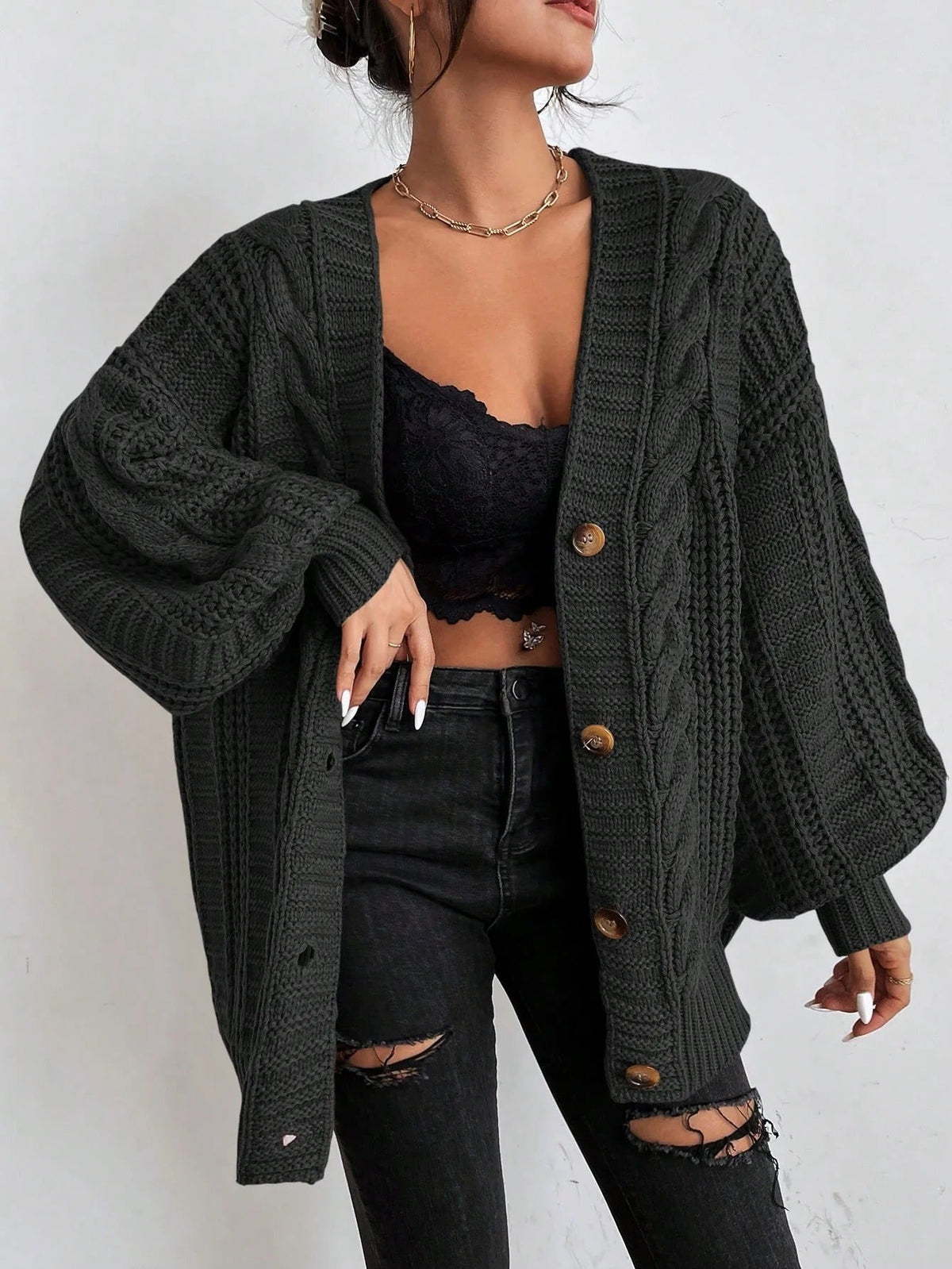 GILET POUR FEMME MAILLE TORSADÉE OVERSIZE