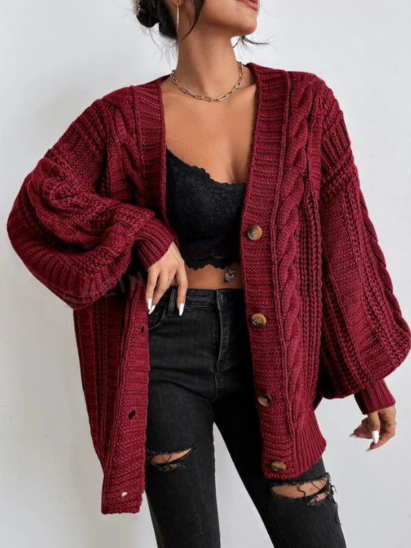 GILET POUR FEMME MAILLE TORSADÉE OVERSIZE