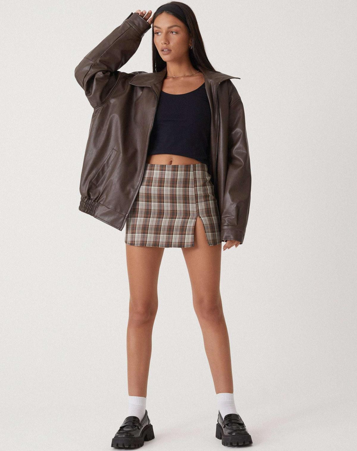 VESTE AMBRE VESTES EN CUIR EFFET DAIM OVERSIZE POUR FEMME