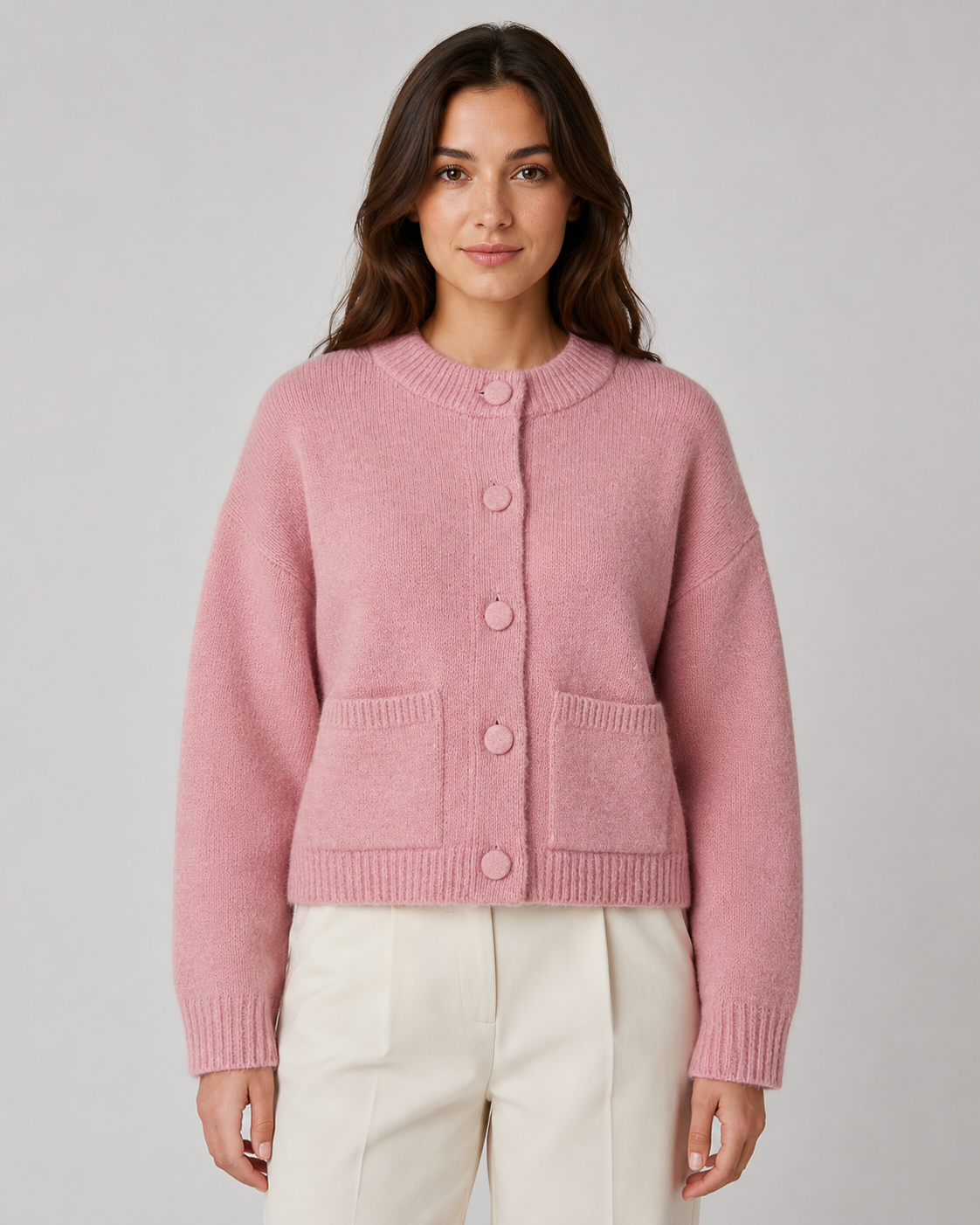 GILET POUR FEMME COURT EN MAILLE ÉPAISSE
