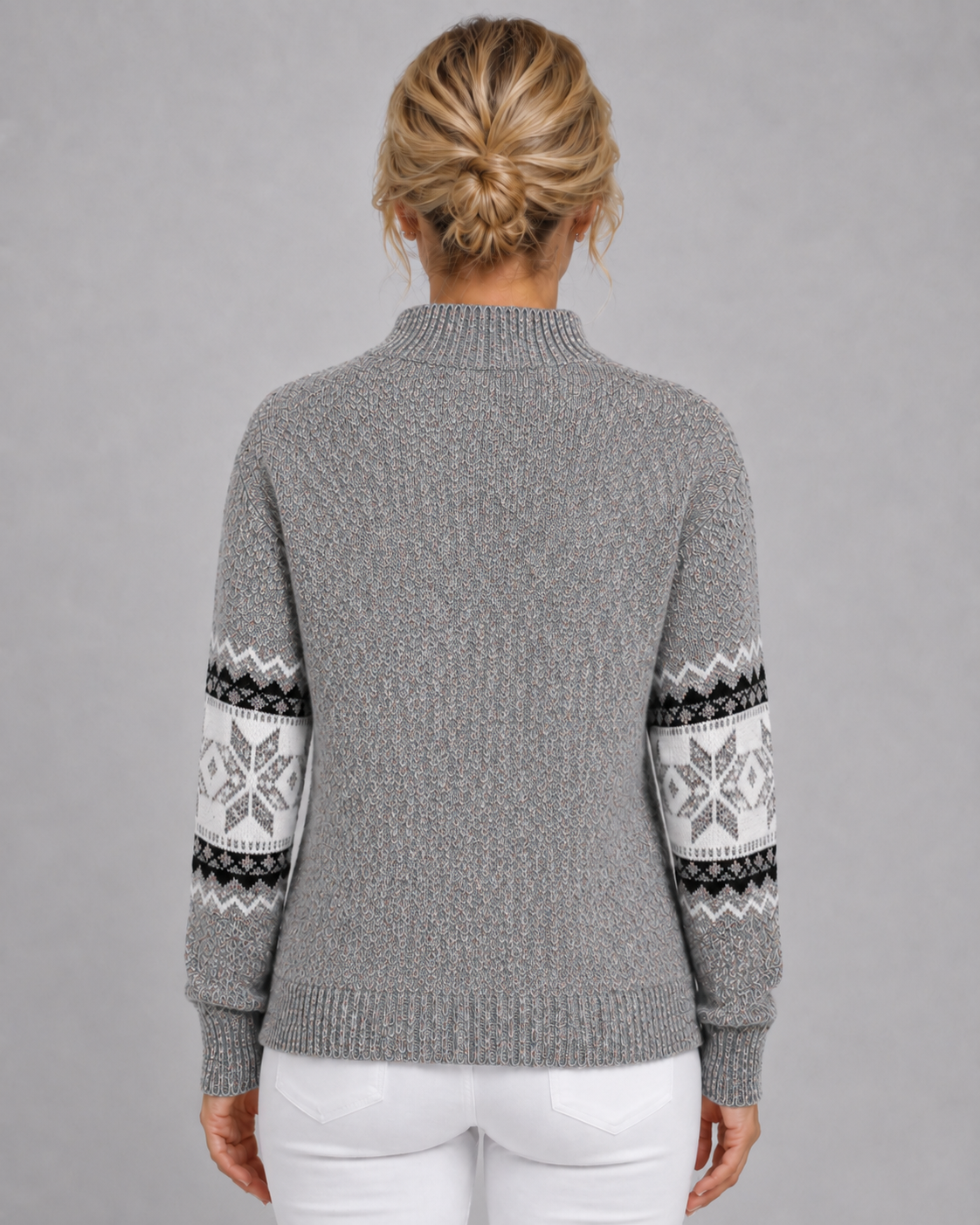 PULL COL MONTANT MOTIF JACQUARD POUR FEMME