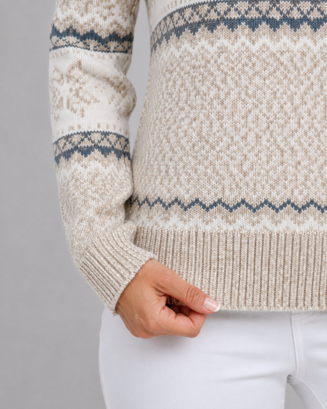 PULL COL MONTANT MOTIF JACQUARD POUR FEMME