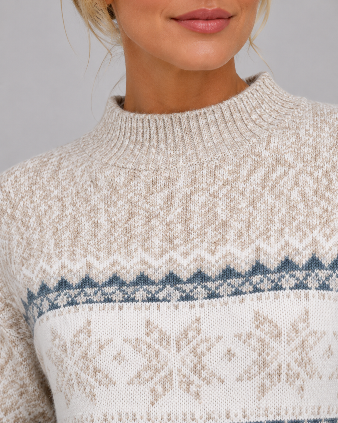 PULL COL MONTANT MOTIF JACQUARD POUR FEMME