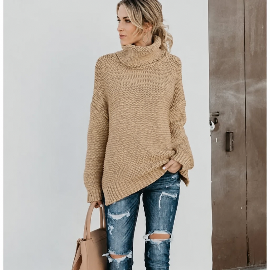 PULL COL ROULÉ OVERSIZE POUR FEMME