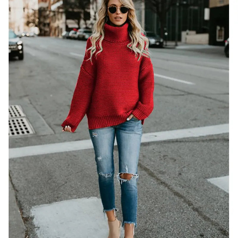 PULL COL ROULÉ OVERSIZE POUR FEMME