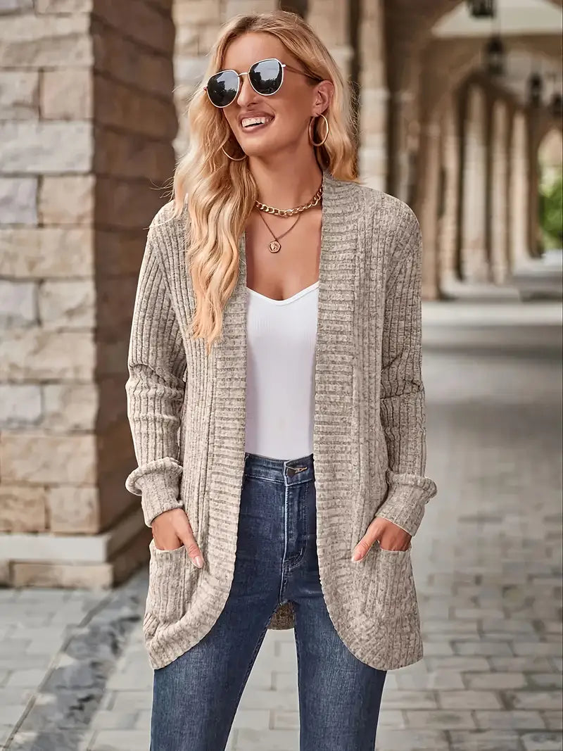 GILET POUR FEMME MAILLE COL CONTRASTÉ
