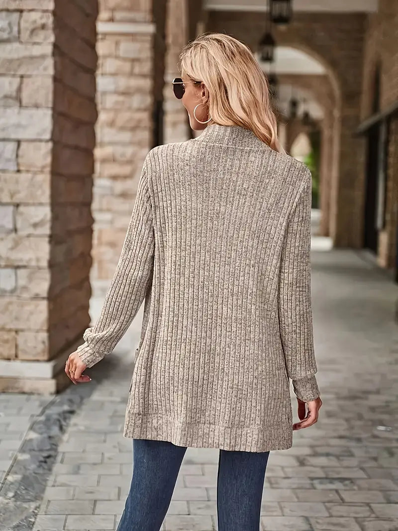 GILET POUR FEMME MAILLE COL CONTRASTÉ