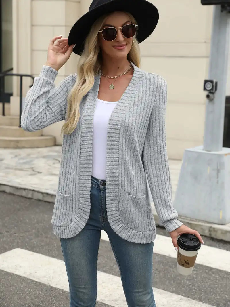 GILET POUR FEMME MAILLE COL CONTRASTÉ