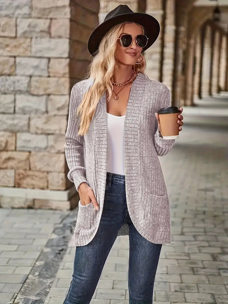 GILET POUR FEMME MAILLE COL CONTRASTÉ