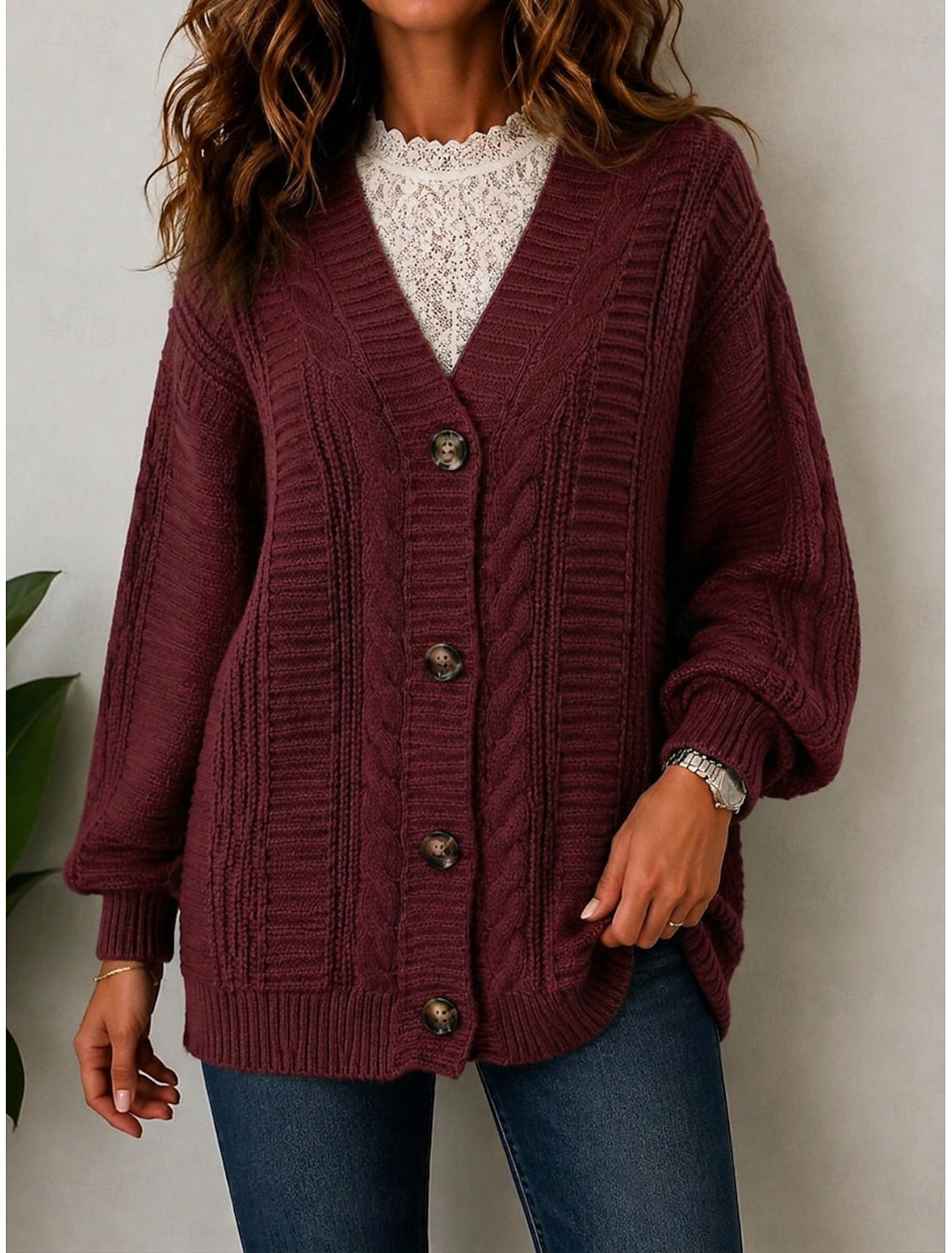 GILET POUR FEMME EN MAILLE TORSADÉE OVERSIZE