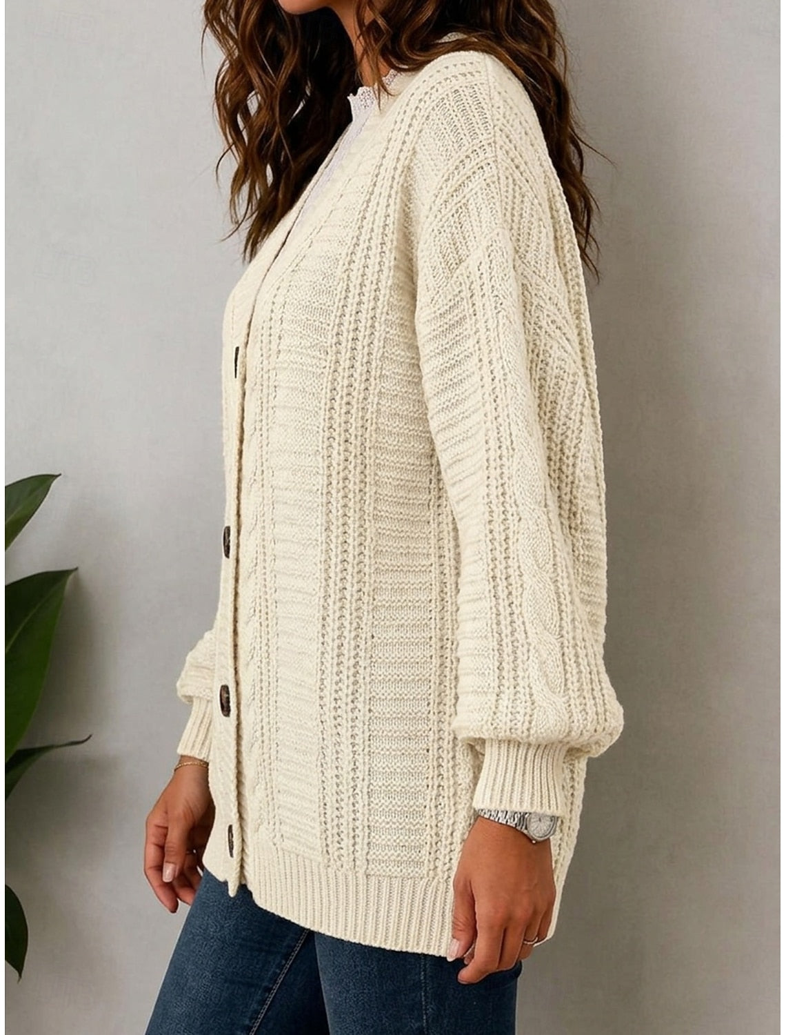GILET POUR FEMME EN MAILLE TORSADÉE OVERSIZE